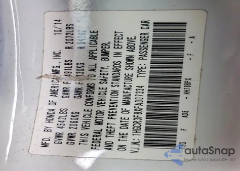 2015 Honda Accord Exl z USA, uszkodzony, nr VIN 1HGCR3F8XFA007334